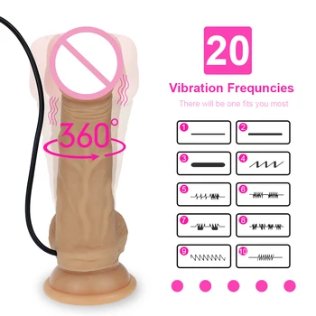 Pieaugušo Rotaļlietas 360° rotācija Tālvadības Reālistisks dildo, vibratori piesūcekni Liels Penis, Vibrators Sievietes Masturbāciju kulminācija