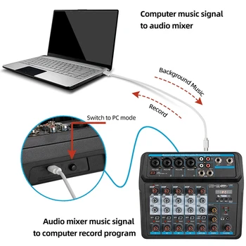 M-6 Portatīvie Mini Mikseris Audio DJ Konsole ar Skaņas Karti, USB, 48V Phantom Power PC Ierakstu Dziedāšana Tiešraide Partijas(ASV Spraudnis)
