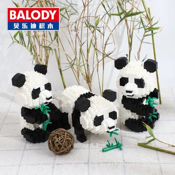 Jaunu Balody 18087 Karikatūra Panda Dzīvnieku Bambusa 3D Modelis DIY Dimanta Mikro Mini Celtniecības Bloki anime uzlīme Ķieģeļi Montāža Rotaļlietas