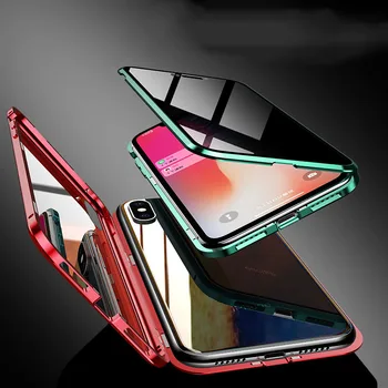 360 Aizsardzības Privātuma Stikla Magnētiskā Metāla Gadījumā, iPhone XS Max XR XS X 7 8 6 6S Plus Anti-Peeping Lietā Par iPhone 11 Pro Max