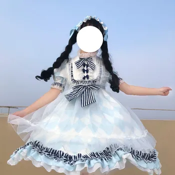 Vasaras Japāņu Lolita kleita meitene sweet lolita kleita retro bowknot ikdienas meitene retro viktorijas kleita kawaii meitene gothic jsk dres