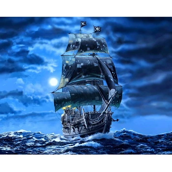 Dimanta Izšuvumi Pilnu kvadrātveida, apaļas Karību jūras pirāti kuģi Dimanta attēlu 5D Diy dimanta krāsošana mozaīkas mājas dekoru amatniecības