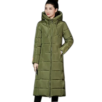 M-6XL vasaras izpārdošana Sieviešu Plus lieluma Modes kokvilna dūnu jaka pelēkā vārna ilgi Parkas siltas Jakas Sieviešu ziemas mētelis drēbes