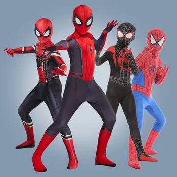 Spiderboy Uzvalks Pieaugušo Bērni Zēni Peter Parker Spider Cosplay Kostīmu Supervaronis Cilvēks, Karnevāla Puse uzposties C39A66