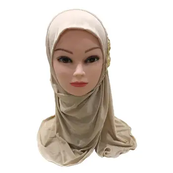 Musulmaņu Bērni, Meitenes Hijab Islāma Lakatu Ziedu Šalle Viens Gabals Amira Bērniem Ramadāna Tuvajos Austrumos Pilnībā Segtu Wrap Cover 2-7Y