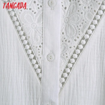 Tangada Sieviešu Retro Izšuvumi Romantiska Blūze, Krekls ar garām Piedurknēm Ir 2021. Elegants Sieviešu Krekls Topi 6Z61
