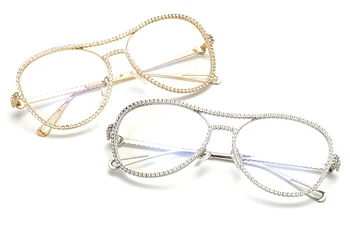 VictoryLip Vintage Brilles Vīrieši Sievietes Metāla Rāmis Ar Skaidru Objektīvs dimanta Pārredzamu Briļļu Retro Sieviešu Optika Brilles