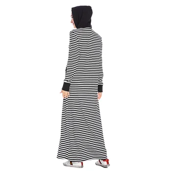 Kaftan Dubaija Musulmaņu Hijab Kleita Sievietēm Gadījuma Svītru Kapuci Kabatas Tracksuit Abaya Kleitas Arābu Marokas Turcija Apģērbu 2020