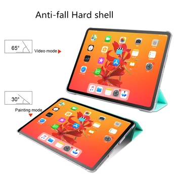Lietā Par iPad Pro 12 9 2018 2020 PU Ādas Tri-Reizes Stāvēt Smart Cover iPad Pro 12.9 2020. gada 4. Paaudzes PC Atpakaļ Tablete Gadījumā