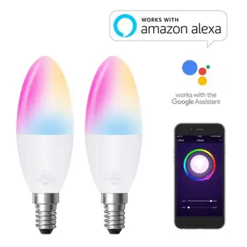 Sveces Formas Smart RGB Wifi Spuldzes E27 E14 B22 Viedo LED Gaismas Reostats Lampa ir Saderīga Ar Alexa, Google Home Siri