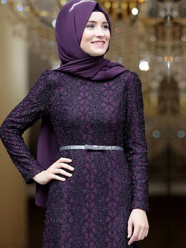 Hijab Vakara Kleita Sudrabaini Mežģīnes, kas Aptver Musulmaņu Apģērbu jaunajai Sezonai Izgatavots Turcijā Kvalitātes Apdari Jostas Dāvanu Islāma Abaya
