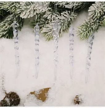 DIY 12pcs 13cm Ziemassvētku Rotājumi Mājās Simulācijas Ledus Lāsteku Ziemassvētku Rotājumu Karājas Kuloni Laimīgu Jauno Gadu Dāvanu Noel