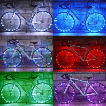 Ūdensizturīgs 20LED velosipēdu runāja gaismas 6 krāsu string nakts izjādes dekoratīvie gaismas drošības brīdinājuma gaismas velosipēdu piederumi