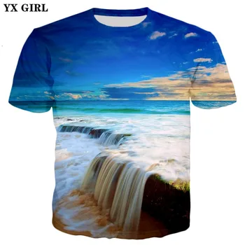 YX MEITENE 2018 Jaunu Modes Mens 3d t-krekls Okeāna / beach / Galaxy Iespiests T Krekli Unisex-Pieaugušo Foršs gadījuma Tee shirs