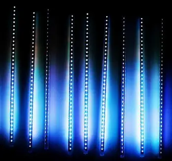 Bezmaksas piegāde RGB LED Meteor gaismas caurule lietus lāse dušas ziemassvētku eglīte spuldzi 50cm 3528 60 LED 10tubes/set Apdare