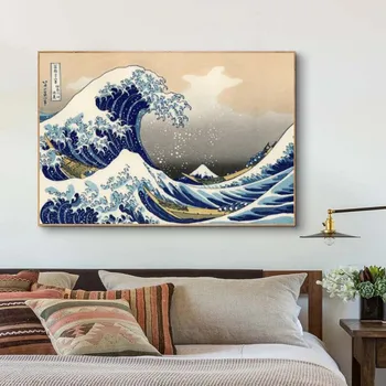 Lielo Viļņu off kanaga vas Ar Katsushika Hokusai Slaveno Gleznu Druka Uz Kanvas Mākslas Plakāti Japāņu Ukiyo-e Attēlus Cuadros