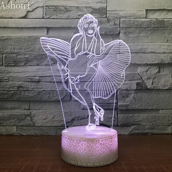 Merilina Monro 3D LED Nakts apgaismojums 7 Krāsas Maiņa Galda Galda Lampa, Guļamistaba Apgaismes Armatūru Mājas Dekori Ziemassvētku Dāvanas