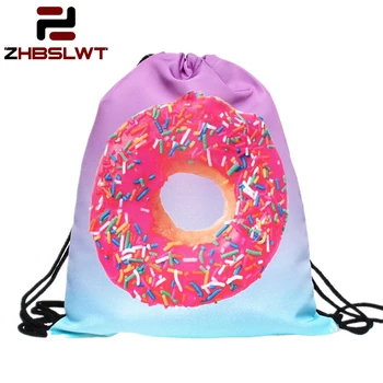 ZHBSLWT Jaunu Modes Donut Rozā 3D Drukāšanas Aukliņu Soma Sieviešu Mugursoma Ceļojumu Softback Sieviešu Mochila -085