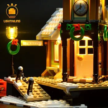 LIGHTAILING Led Apgaismojums Komplektā Īstu Radošo Sērija Ziemas Ciems Stacijas Celtniecības Bloki Savietojami Ar Modeli 10259
