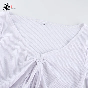 Ar garām Piedurknēm Kultūraugu Top Balti Krekli, Sieviešu Topi Rudenī 2020. Gadam Sieviešu Apģērbu Sexy Kultūraugu Top Sieviešu Krekli Streetwear Sieviete Tshirts