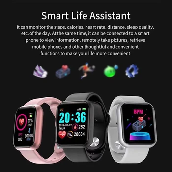 Y68 Smart Skatīties Ūdensizturīgs Sports Fitness Tracker Smart Aproce asinsspiediens, Sirds ritma Monitors Bluetooth Skatīties uz ios Androi