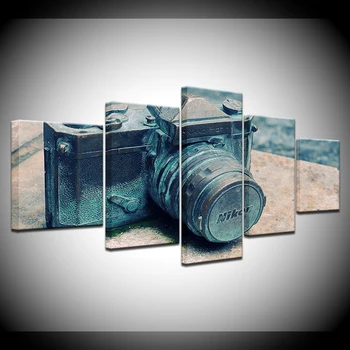Audekla Sienas Māksla Moduļu Attēli, 5 gab veco retro kameras Tapetes, Gleznas HD Izdrukā Plakātu, viesistaba, Mājas Dekoru Shēmu