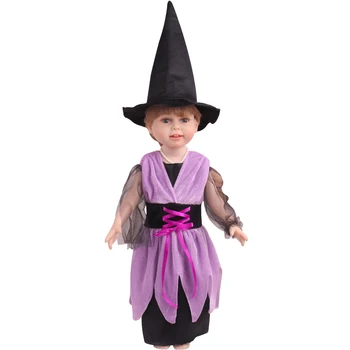 18 collu Meitenes, lelle drēbes Jaunas Halloween violeta ragana apģērbs + cepure Amerikāņu jauno dzimis kleitu Bērnu rotaļlietas fit 43 cm baby lelle c810