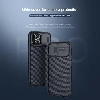IPhone 12 12 Mini Pro 12 Pro Max Gadījumā Nillkin Matēta Grūti PC Mīksto TPU Kamera Aizsardzības Šķidrā Oglekļa Šķiedras Faktūru Gadījumos
