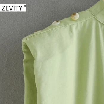 ZEVITY Jaunā sieviešu modes piecelties apkakle plecu pogas cietā blūze krekli bez piedurknēm sievietēm gadījuma veste blusas šiks topi LS7209