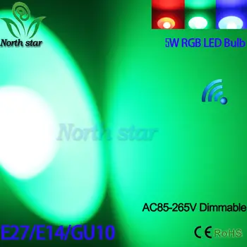 2016 Jauno RGB LED Spuldze E27 E14 5W LED Lampas, Gaismas, Led Prožektoru gaismā Vietas, Spuldzes 16 Krāsu Maiņa Aptumšojami Lampada led 110v, 220v