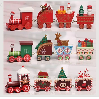 Koka Ziemassvētku Mazu Vilcienu Rotājumu Ziemassvētku Kulons Bērniem Ziemassvētku Dāvanu, Ir 2021. Priecīgus Ziemassvētku Dekori Mājas Bērnu Rotaļlietu Noel