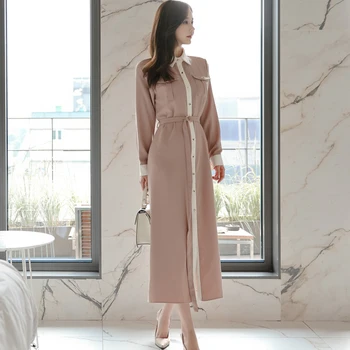 HAYBLST Zīmola Sieviete Kleita 2020. Gadam, Kleitas, Sieviešu Apģērbi Jaunu Rudenī garām Piedurknēm korejiešu Stila Plus Lieluma Elegants Raibs Apģērbs