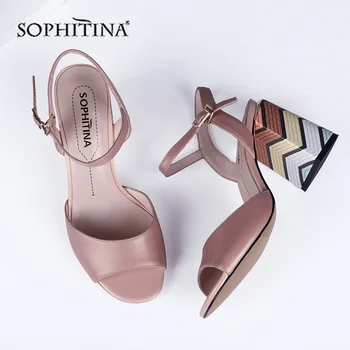 SOPHITINA Augstas Kvalitātes Aitādas Sieviešu Sandales Modes Sprādzi Potītes Siksniņu, Super Augstas Laukumā Papēžiem Kurpes Elegantas Sandales PC655