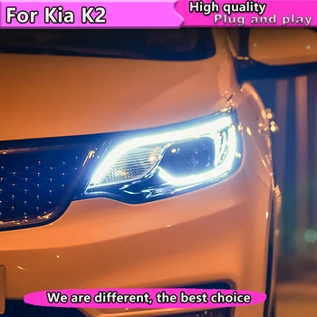 Auto Stils Lukturi jaunu Kia K2 Rio 2016 2017 2018 LED Lukturu Par Kia K2 Lukturi LED dienas gaitas lukturi Bi-Ksenona HID