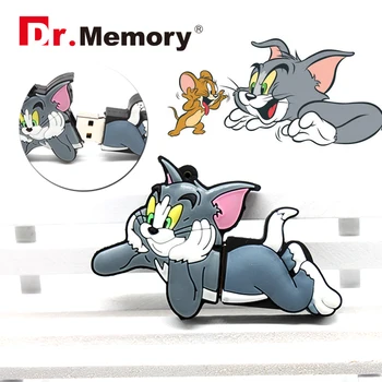 Karikatūra Kaķis USB Flash Drives, 32GB Dzīvnieku Gudrs 64GB Pendrives Personalizētu Kaķis Peles Flash Disks 4GB 8GB 16GB Memory Stick