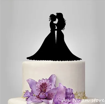 Lesbiešu ķēriens skūpsts kāzu kūka topper kāzu dekorēšanas kūka ar piederumu bezmaksas piegāde