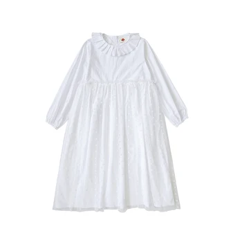 Imakokoni dzidri balts garām piedurknēm kleita, oriģināls dizains, dāma bija plānas garās marles svārki 192583