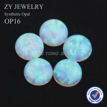 Karstā Pārdošanas 1,5 mm~10mm Kārtas Cabochon Samazināt Sintētisko OP16 Zaudēt Baltais Opāls