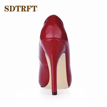 SDTRFT Duncis Crossdresser kurpes sieviete 11cm plānas papēžiem SARKANA Lakādas sūkņi Modisch Dāmas zapatos mujer Plus:35-42 43