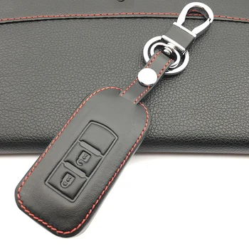 Augstas Kvalitātes Ādas Automašīnas Atslēga Vāciņu Tālvadības pults Keychain par MITSUBISHI ASX OUTLANDER Lancer EX auto atslēgas piederumi shell