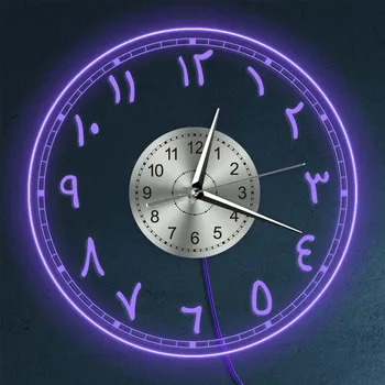 Arābu Cipariem Mūsdienu Akrila Sienas Pulkstenis ar arābu Skaitļiem LED Apgaismojums Apgaismojums Sienas Pulkstenis Islāma Dzīvojamā Istaba Interjera Dekori