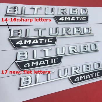 Glossy Black Chrome Turbo 4MATIC Biturbo 4matic+ Emblēmas Nozīmīti Spārnu Sānu Supercharge Logo Car Styling Ielīmi, Mercedes Benz