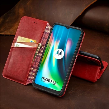 Par Moto G9 Spēlēt Plus Gadījumā Āda Flip Case sFor Motorola Moto G9Plus G9Play MotoG9 Atskaņot Segtu Vienkāršā Magnētisko Maku, Telefonu Gadījumā
