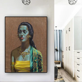 Tretchikoff Vintga Bali Meitene Portrets Eļļas Glezna uz Audekla Plakāti un Izdrukas Skandināvijas Sienas Attēlu Dzīvojamā Istaba