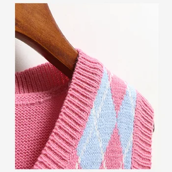 Pavasara Rudens Sievietes Bez Piedurknēm, V-Veida Kakla Trikotāžas Veste Ir 2021. Modes Gadījuma Topiņi Džemperi Elastību Džemperis