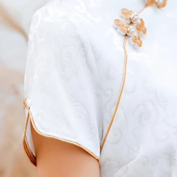 Kokvilnas Balts Krekls Dāma Mandarīnu Apkakles Tang Mētelis Plus Izmērs 3XL 4XL Topi Ķīniešu Tradicionālās Blūze Vintage Pogu Slim Drēbes