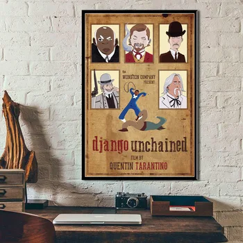 Django Unchained Kventina Tarantino Klasisko Filmu Sērijas Vintage Mākslas Glezniecības Vintage Audekla Plakāta Sienas, Mājas Dekoru