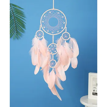 Nordic Style INS LED Sapnis ķērējs Romantiska Wind Chimes Rozā Dreamcatcher Labākajām Dāvanām Meitenēm Bērnu Istabas Dekors Sienas Karājas JAUNAS