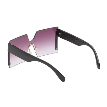 Modes Lielizmēra Kvadrātveida Saulesbrilles Sievietēm, Vīriešiem Vintage Bez Apmales Lielas Saules Brilles Dāmas Flat Top Viens Gabals Slīpums Eyeware Oculos