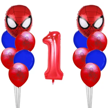 Dzimšanas dienas numurs Zirnekļcilvēka Varonis Lateksa Balonu Komplekts Pieaugušo Bērni Partijas Apdare Baby Dušas Dekoru Alumīnija Folijas Baloniem Globos